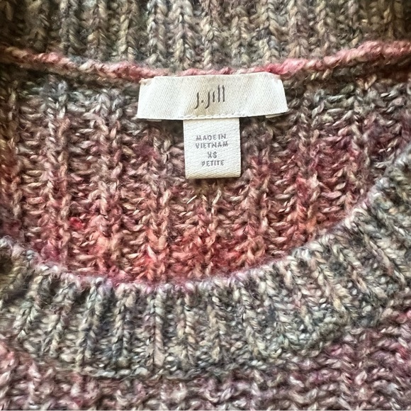 J.Jill Sweater Womens XSmall P Wool Blend Gray Pink Ombre Chunky Knit Lounge - Picture 5 of 6